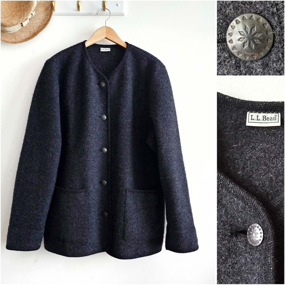 ✨Vintage L.L. Bean Women’s 100% Pure New Wool Jacket Cardigan XL Estimated
